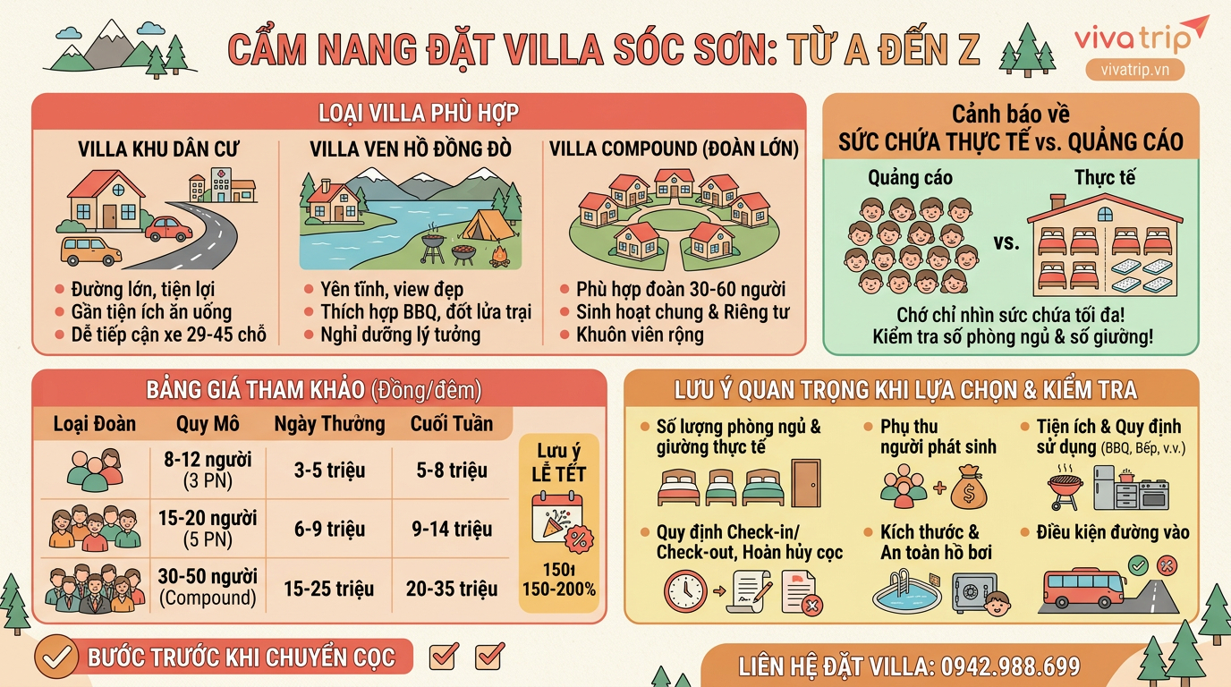 Villa Sóc Sơn cho nhóm lớn — sức chứa, hồ bơi, BBQ: cái gì thực sự có?