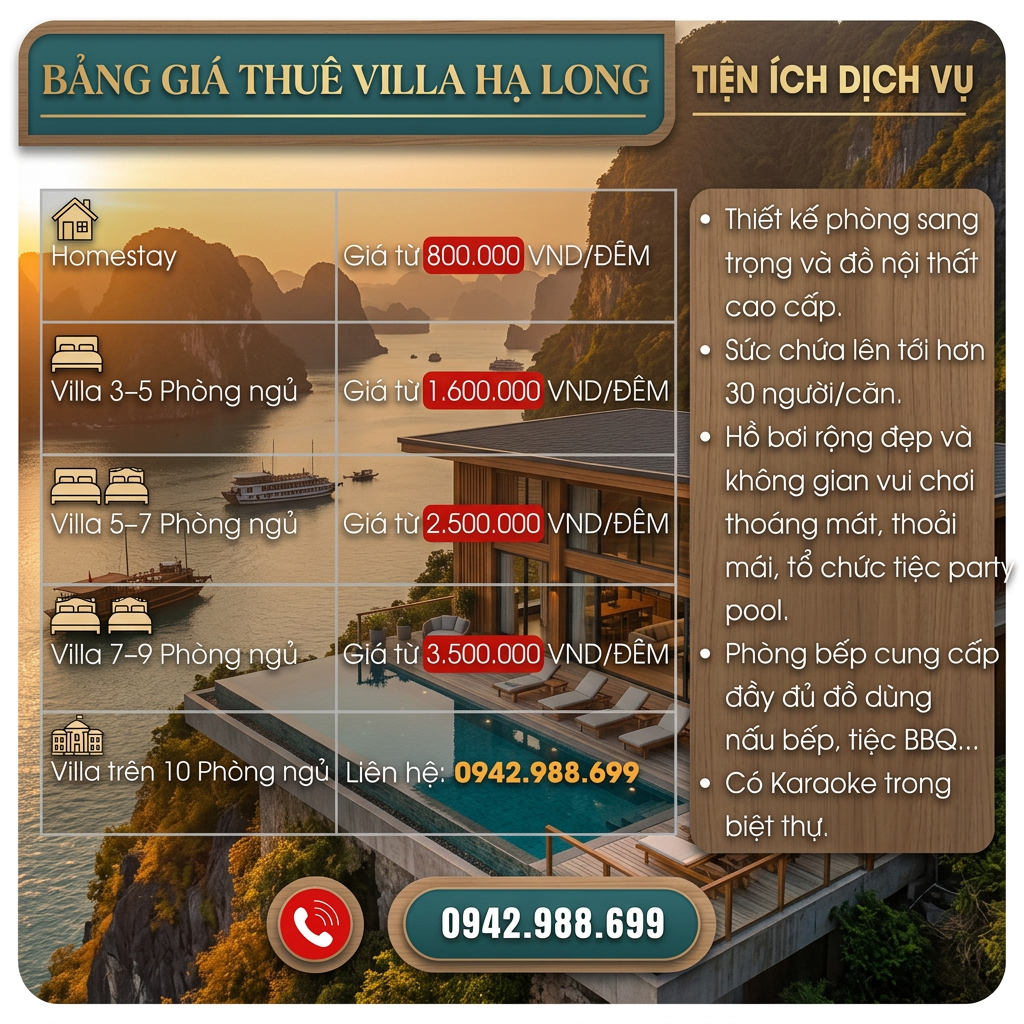 Bảng Giá Thuê Viila Hạ Long