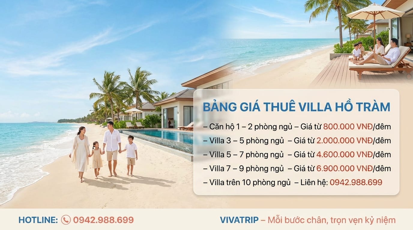 Bảng Giá Thuê Viila Hồ Tràm